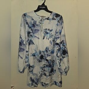 H&M Floral Blouse in Blue and White